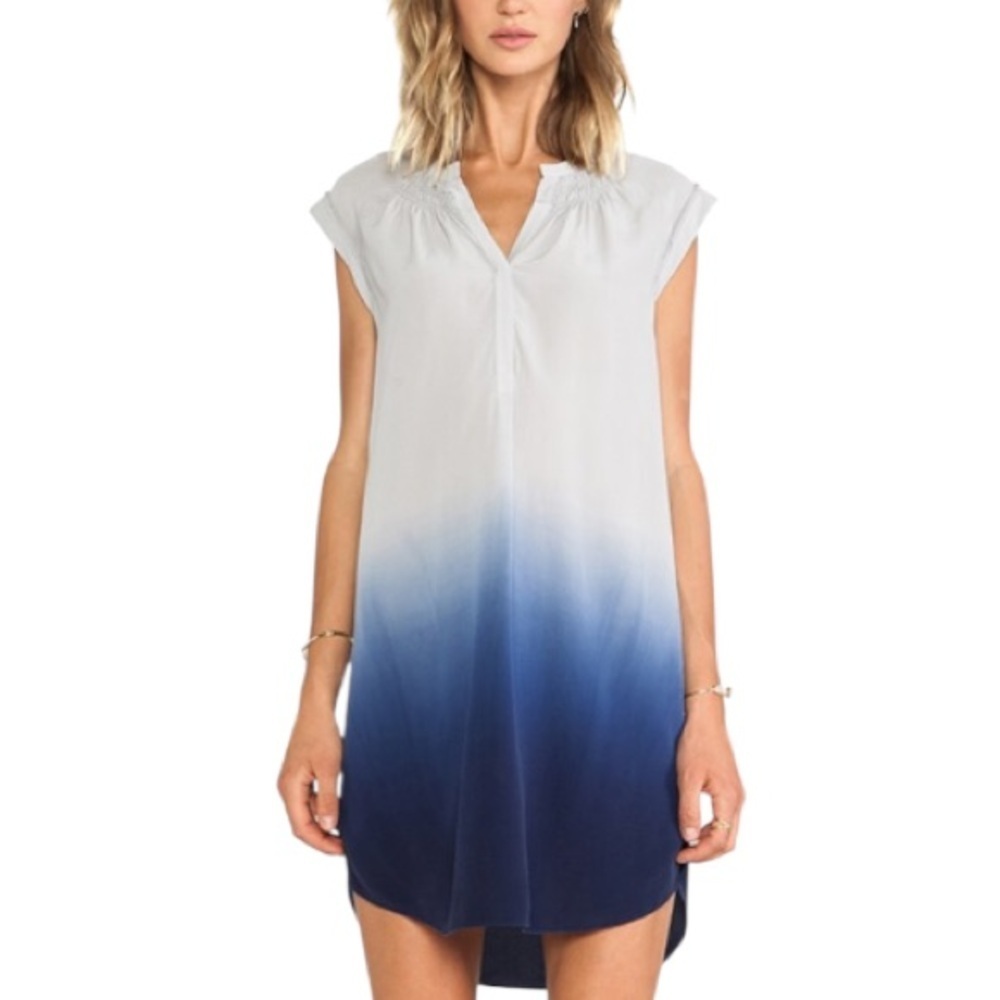 Rebecca Taylor Dress Womens 2 Revolve Silk Dip Dye Ombre Beach Boho Slate&Moon